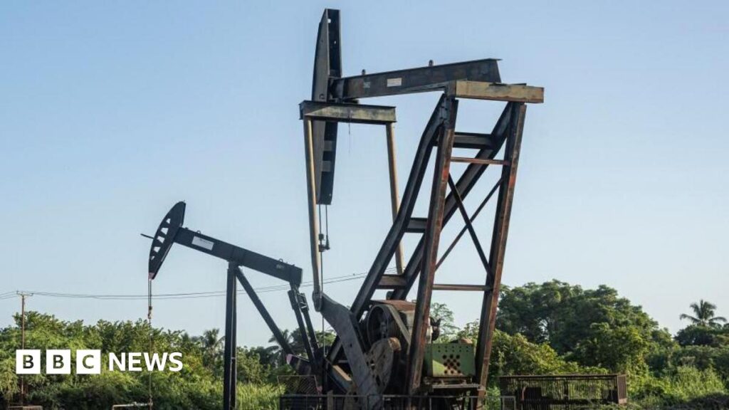 Oil derricks in Cabimas, Venezuela, last month