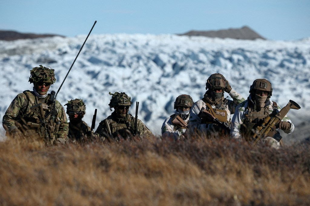Danish troops participating in military drills in Greenland.