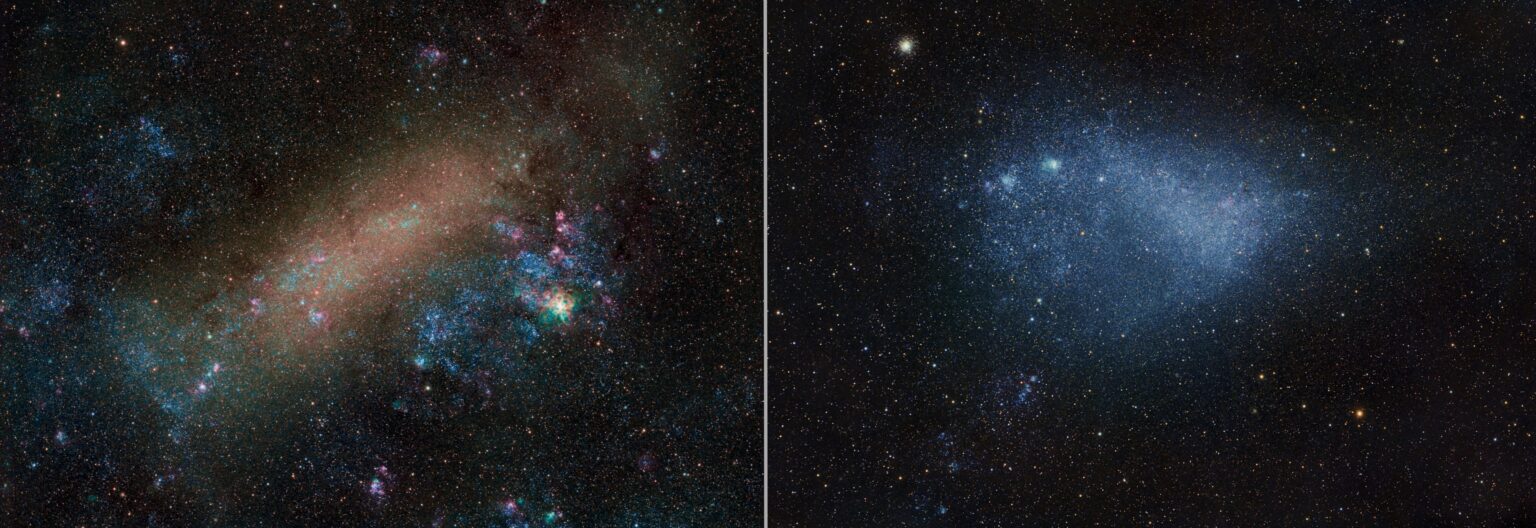 The Large and Small Magellanic Clouds--our most prominent satellite galaxies--imaged from New Zealand.
