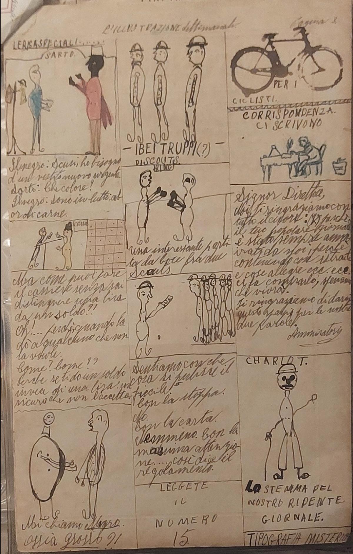 The giornalino was replete with illustrations, portraits and adverts, all hand-drawn in ink.