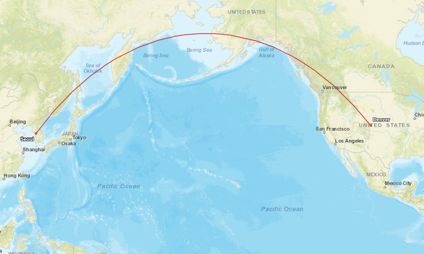 Denver Seoul Route Map