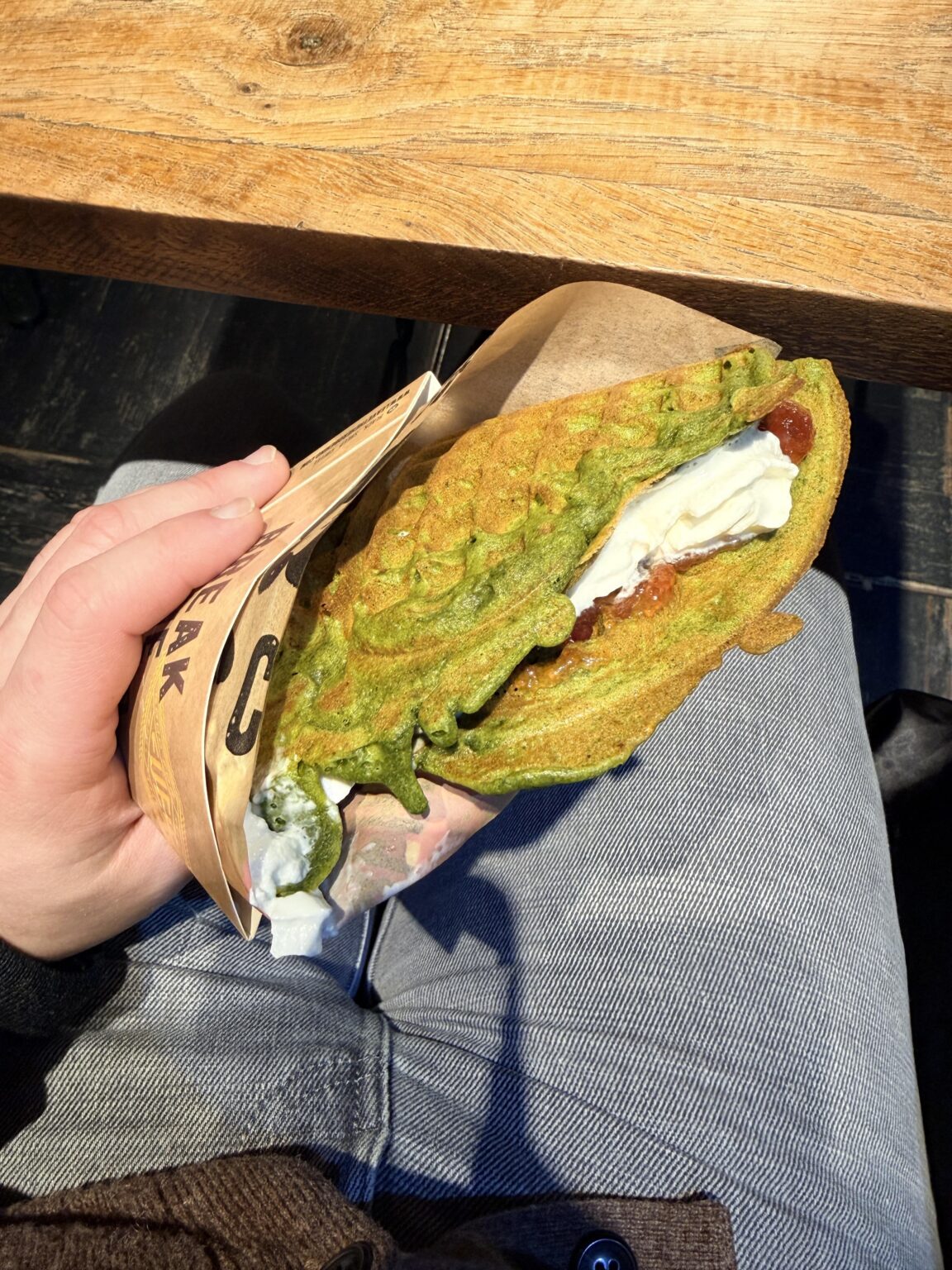 Behold the matcha waffle!