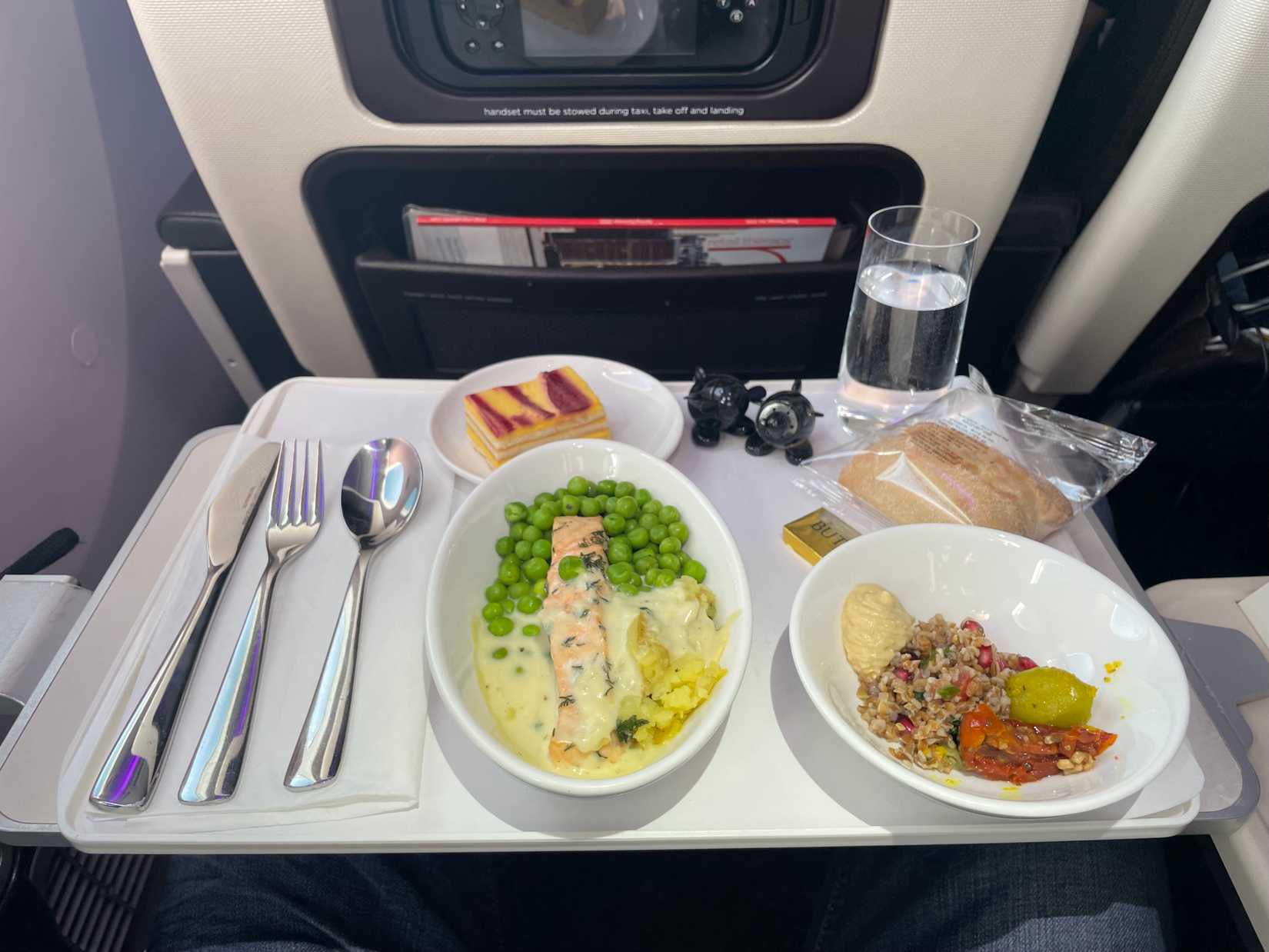 The roasted salmon and smashed potatoes with peas proved an excellent choice. 
