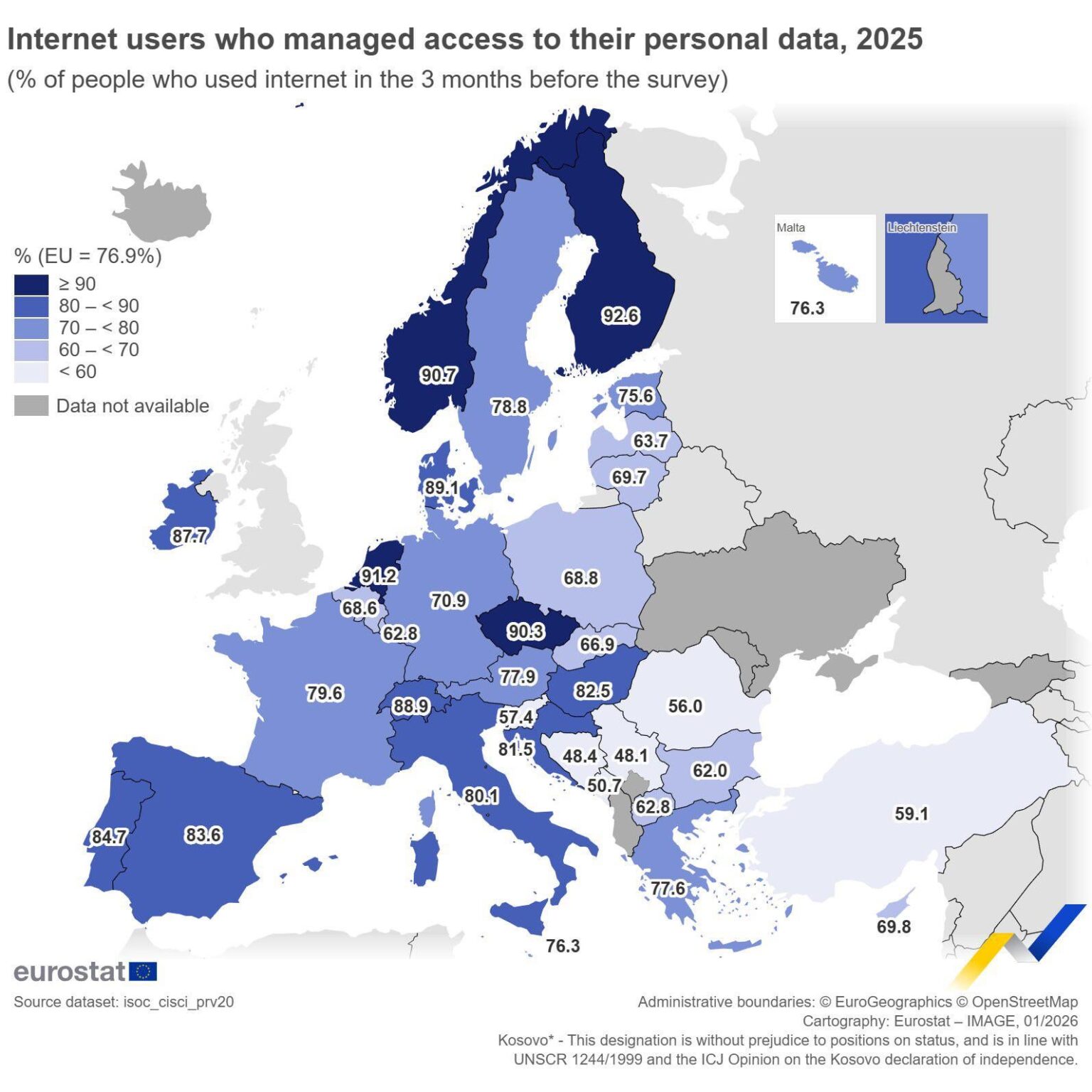 Finland with highest share of people who managed their personal data Finland with highest share of people who managed their personal data