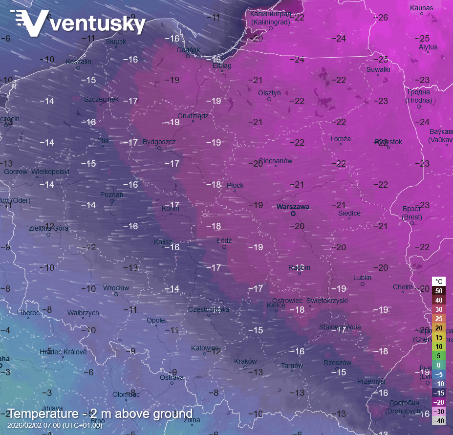 Monday morning temperatures - expected to be the coldest morning this winter
