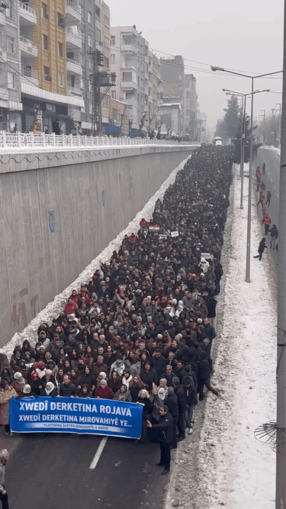 A march was held in Diyarbakır under the leadership of DEM Party in support of PKK/SDG/ROJAVA.