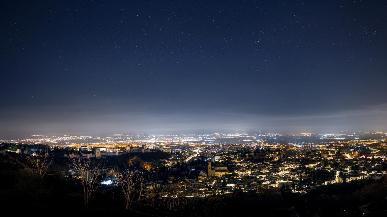 Panoramic view of Granada under the stars