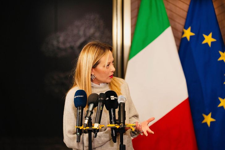 Italian Prime Minister Giorgia Meloni speaks during a press conference in Seoul, Sunday. Courtesy of Italian Presidency of the Council of Ministers