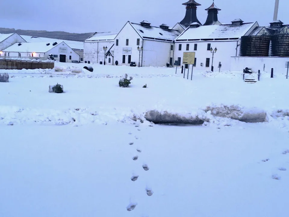 Dalwhinnie Distillery in the Cairngorms National Park in the heart of the Highlands has seen heavy snow (Dalwhinnie Distillery)