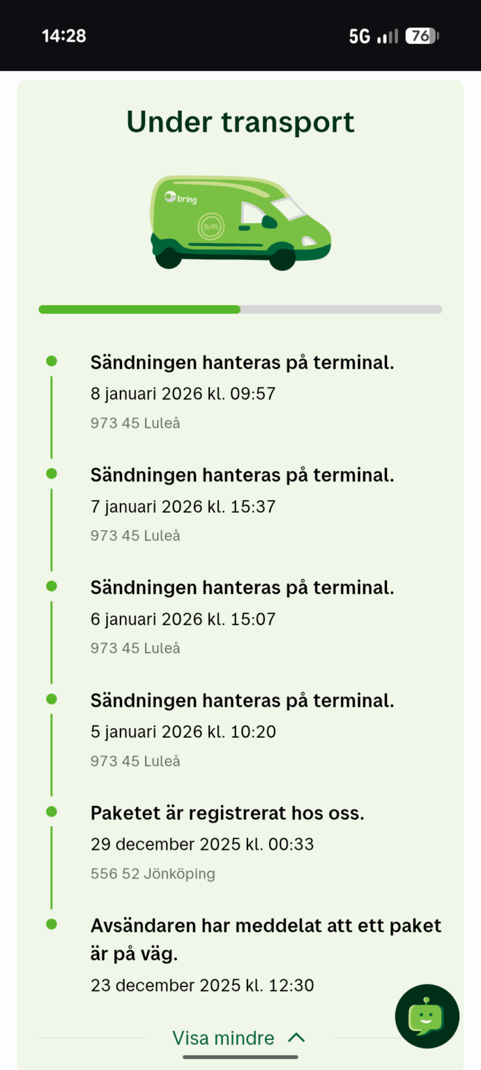 Postnord gets a lot of shit, but Bring isn't much better.