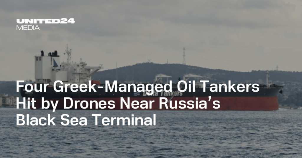 Four Greek-Managed Oil Tankers Hit by Drones Near Russia’s Black Sea Terminal — UNITED24 Media