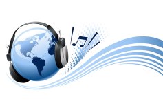 drawing and computer design of vector headphone on world backround.date of creation: 21.02.2011. layers used: outlines. maps of the layers separately. created by illustrator cs3. source of map: http://www.lib.utexas.edu/maps/world_maps/txu-oclc-264266980-world_pol_2008-2.jpg