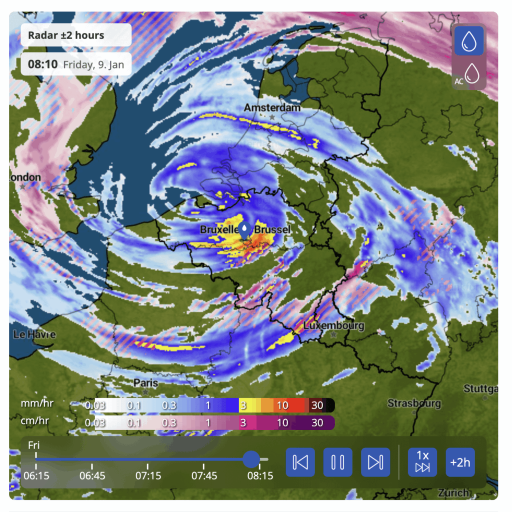 The storm is right above us...