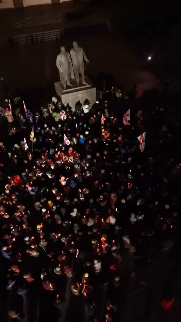 Day 405: Georgian Christmas Song "Alilo" Sung at Tbilisi Protests on Rustaveli Avenue