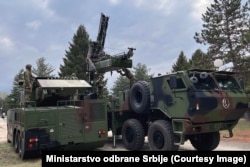 The HQ-17AE Chinese short-range missile system at a military training exercise by Serbia's military in October.