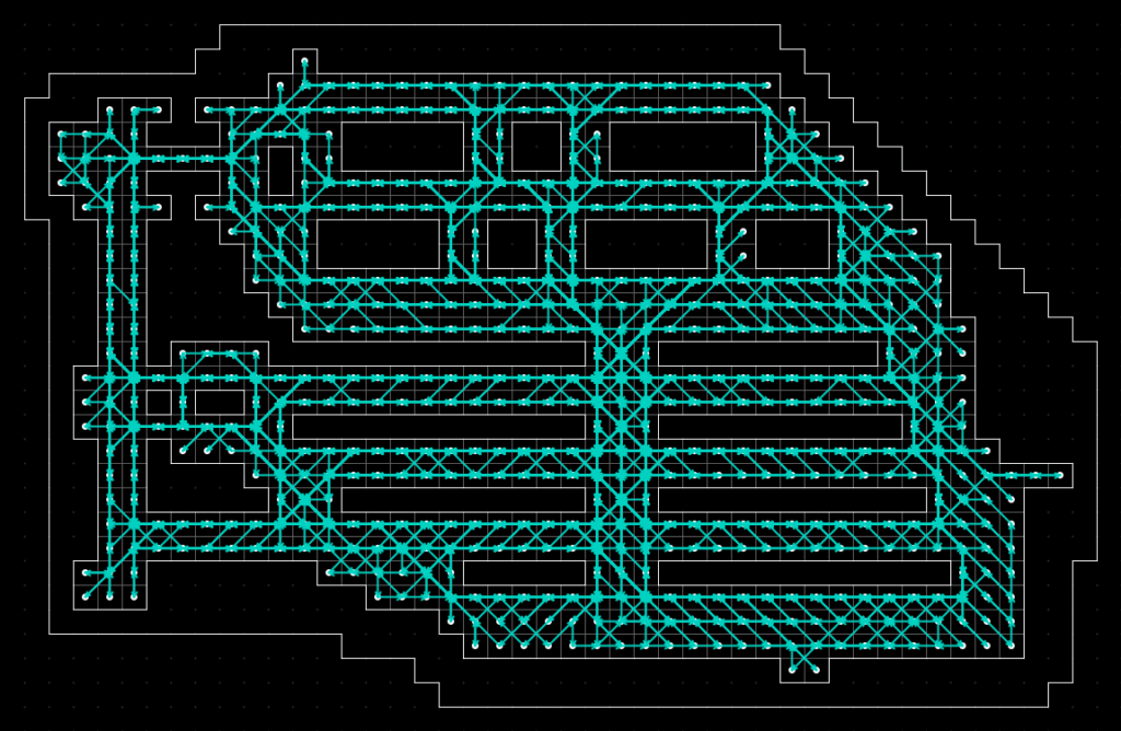 [OC] Simulated annealing slowly optimizing a path through a supermarket
