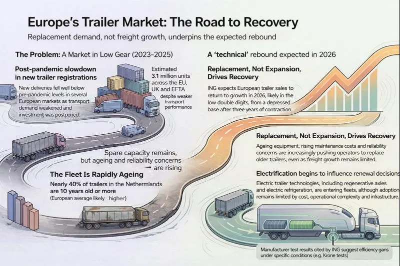 Source: ING THINK – European trailer market outlook (January 2026)Illustrative visualisation