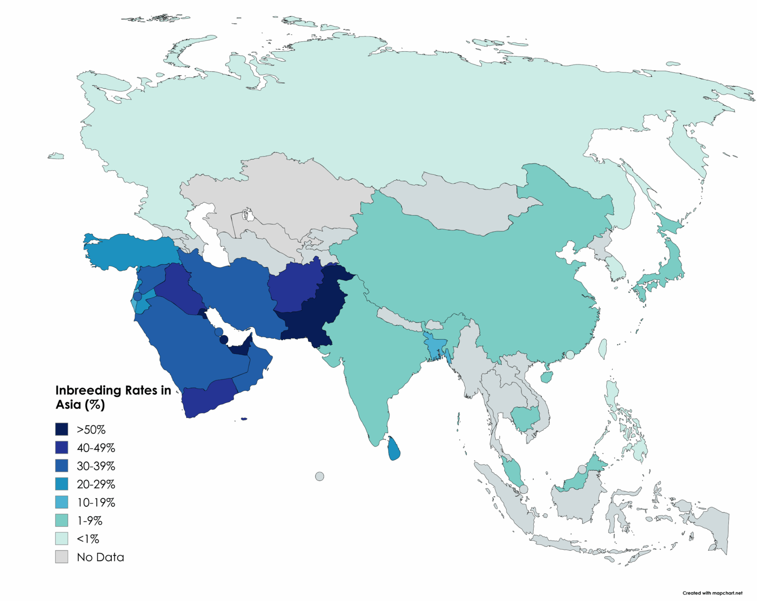 Inbreeding Rates in Asia (%) [OC]