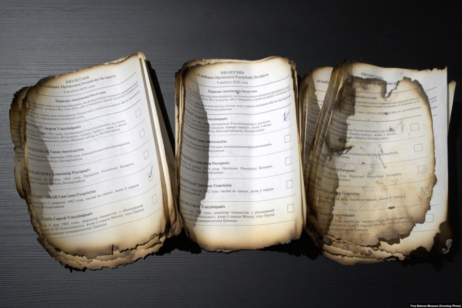 Palina Sharenda-Panasyuk Donates Unique Exhibits to the Museum of Free Belarus — Ballots from 2020 That Were Attempted to Be Burned Palina Sharenda-Panasyuk Donates Unique Exhibits to the Museum of Free Belarus — Ballots from 2020 That Were Attempted to Be Burned