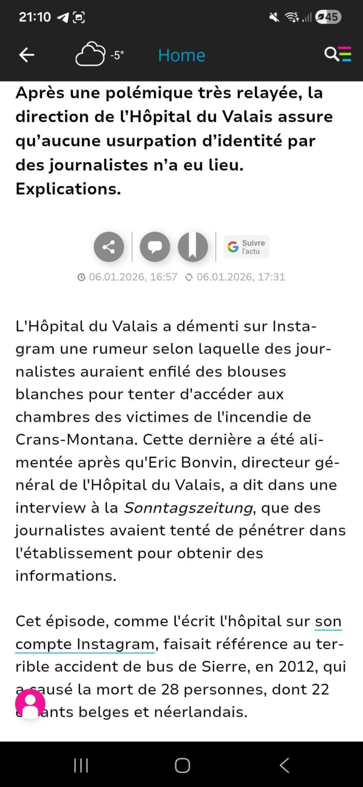 Erratum : no journalist tried to sneak into patient's rooms