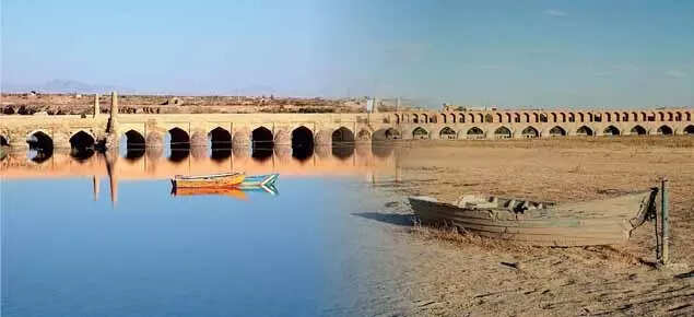 FROM THEN TO NOW: Once a river of poetic fullness, the Zayenderud is now in severe water decline, sparking pain, prayers and protests as towns reliant on it face parched landscapes and dry taps, the situation sparking fears of Day Zero or no water