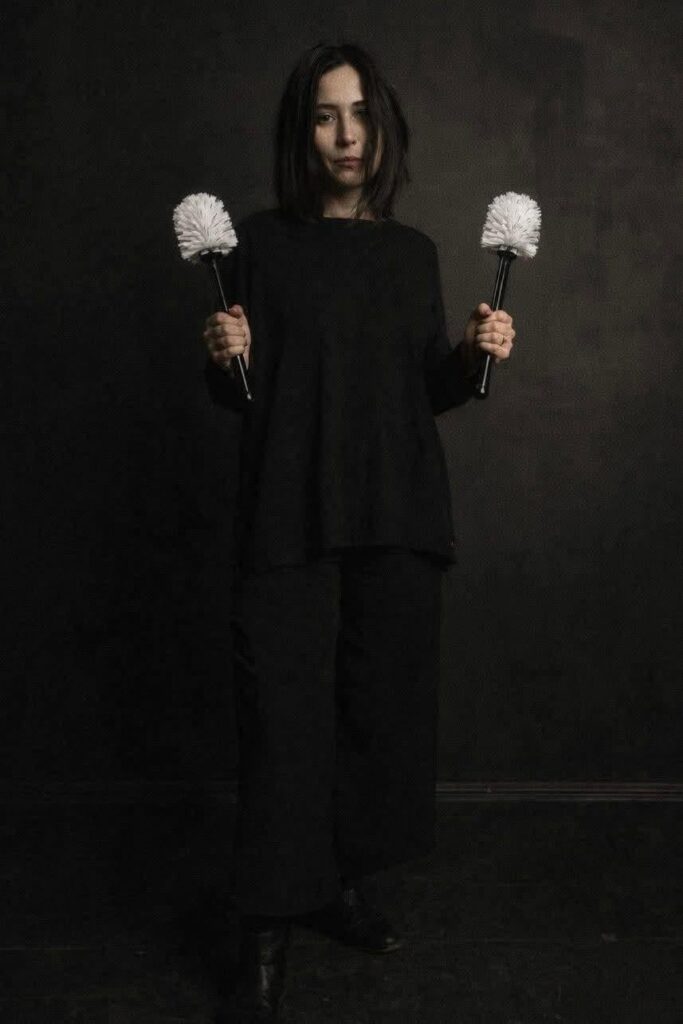 The picture shows Hermina Fátyol, an actor, film specialist, and creator of Roma origin