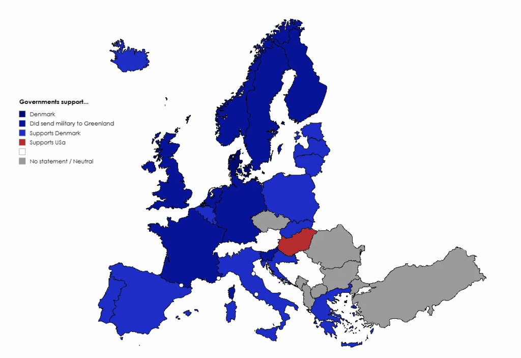 NATO countries in Europe that support Denmark/USA regarding Greenland