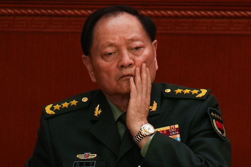 Gen. Zhang Youxia, vice chairman of China's Central Military Commission, with his hand on his chin.