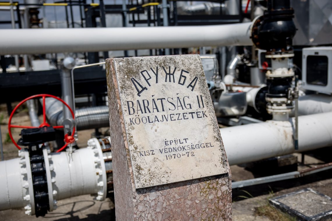 May 24, 2022: A stone monument at the Danube Refinery in Szazhalombatta, Hungary, commemorates the Friendship 2 (Druzhba) crude oil pipeline. This is one of the largest oil refineries in the Central and Eastern European region, where Russian oil reaches Hungary via the Druzhba oil pipeline.