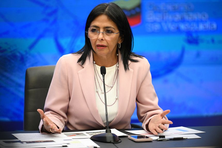 Venezuelan Vice President Delcy Rodríguez speaks during a press conference in Caracas on November 18, 2024.
