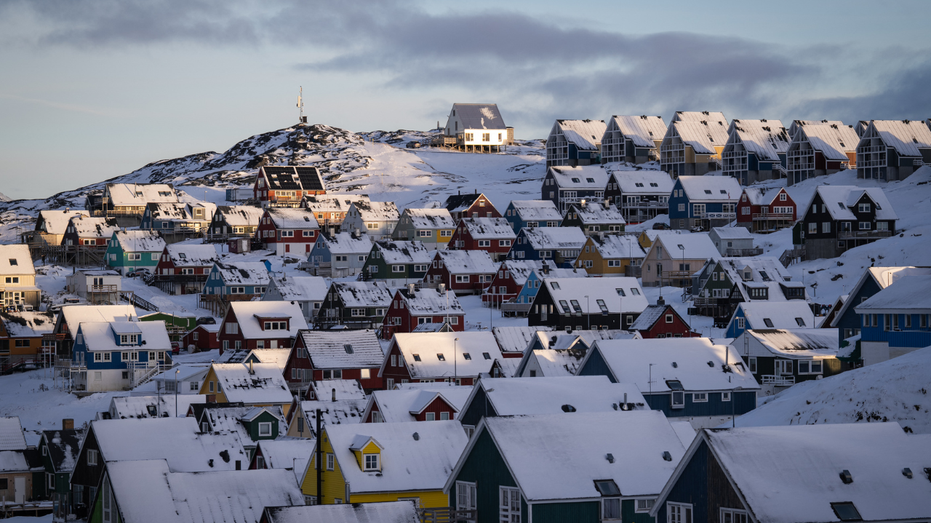 Houses are pictured on January 15, 2026 in Nuuk, Greenland.