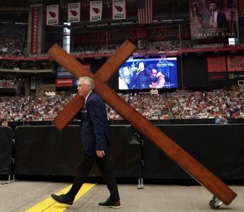 Putting wheels on the cross to make it easier to carry is prob the most American Evangelical thing ever. All of the victimhood but none of the sacrifice. - @lanechanged