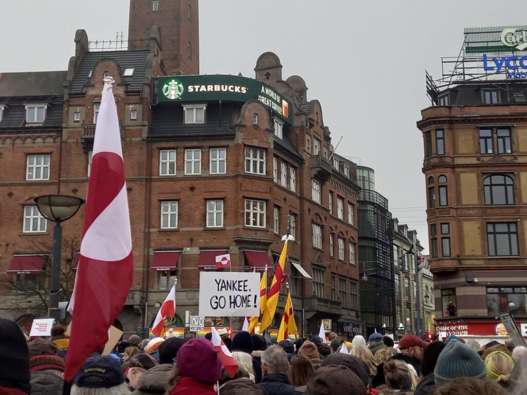 Hands Off Greenland demonstration signs