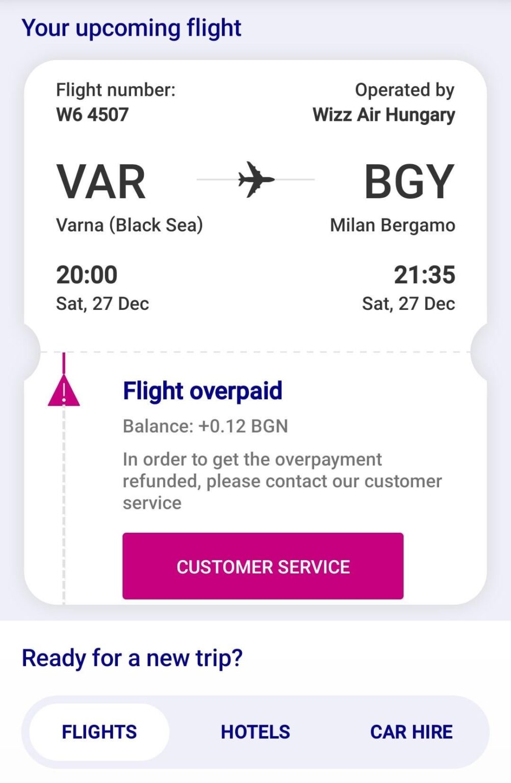 Wizz Air refuses to refund due to their error