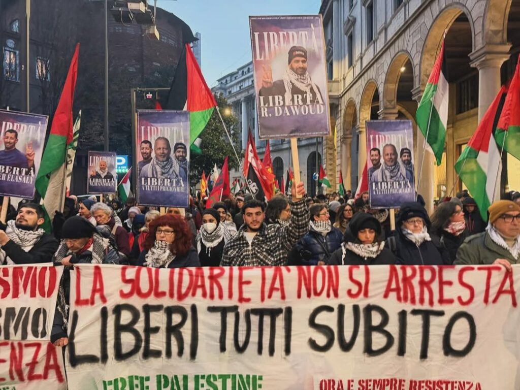 Protest actions demand freedom for imprisoned Palestinians in Italy Protest actions demand freedom for imprisoned Palestinians in Italy