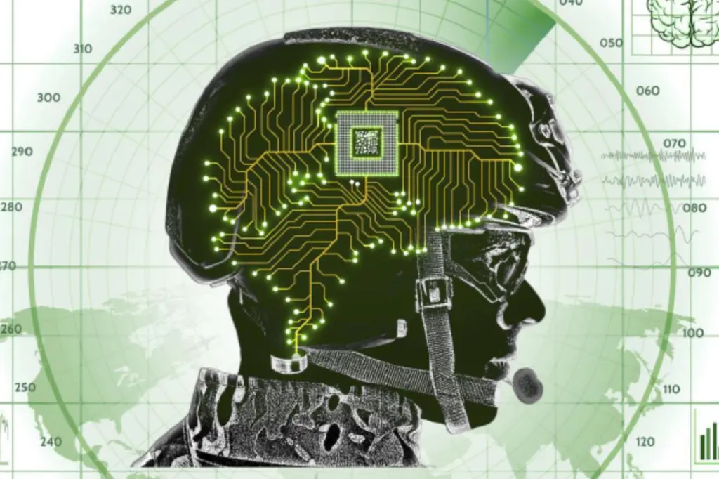 The image is an illustration representing the concept of cognitive warfare, where the human mind is considered a battlefield. (via NATO Innovation Hub)