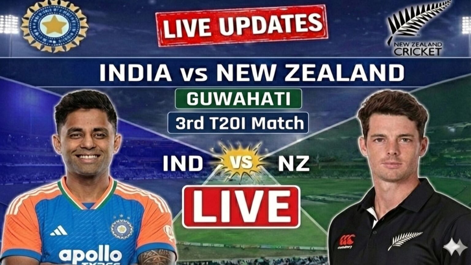IND vs NZ 3rd T20 Live Cricket Score.
