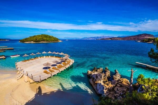 Empty ksamil beach - butrint national park sarande southern albania europe - travel and tour world Albania
European