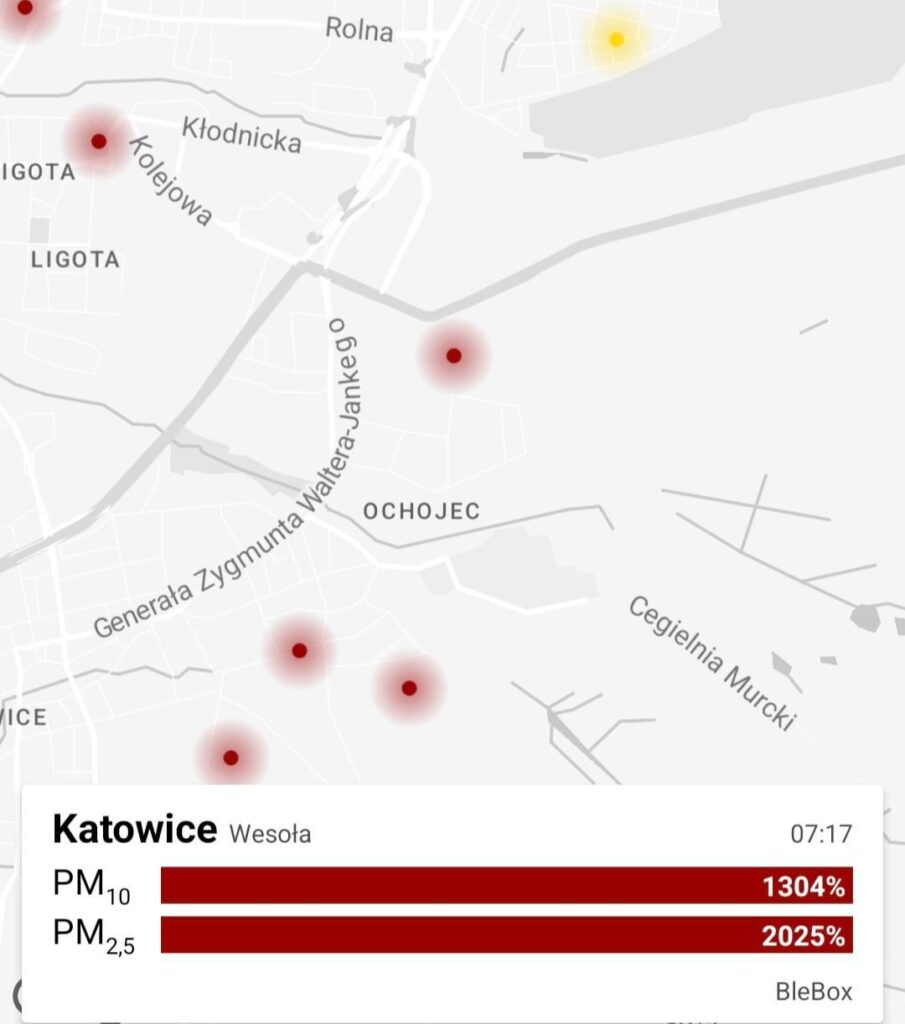 Take care of yourself, I check the air almost every day and I have never seen such bad readings in Silesia