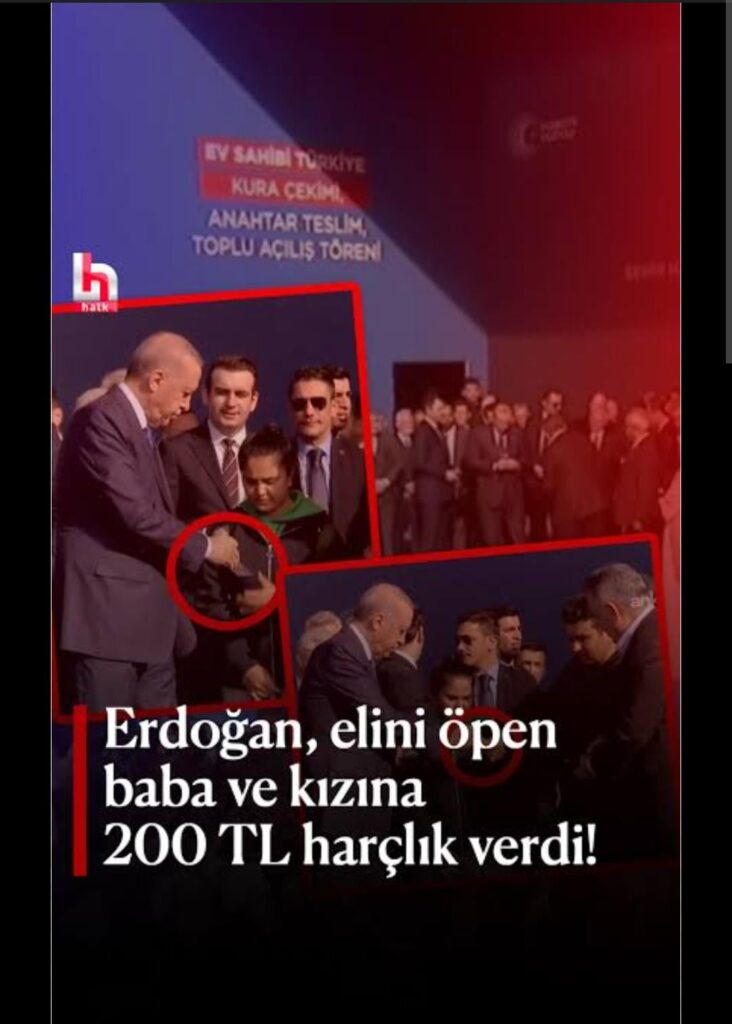 Presidency Erdoğan gave 200 Lira pocket money to the boy who kissed his hand and his father