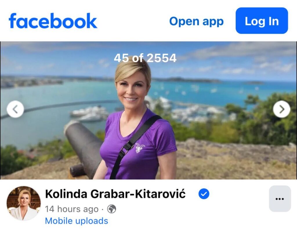 Is this Kolinda putting AI photos of herself on Facebook?