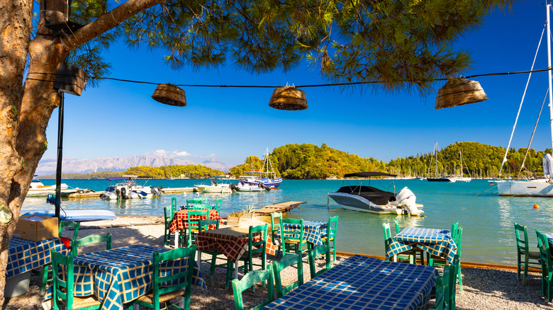 Waterside restaurant in Lefkada, Greece