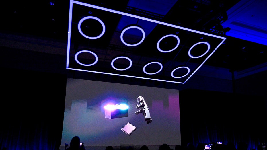 New interactive LEGO products shown to an audience.