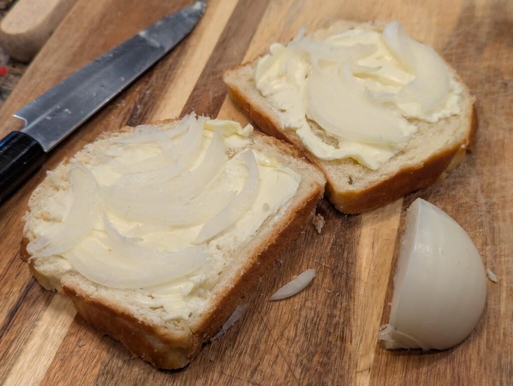 My in-laws are here. This is the sandwich my mother-in-law made for my father-in-law using my homemade bread.