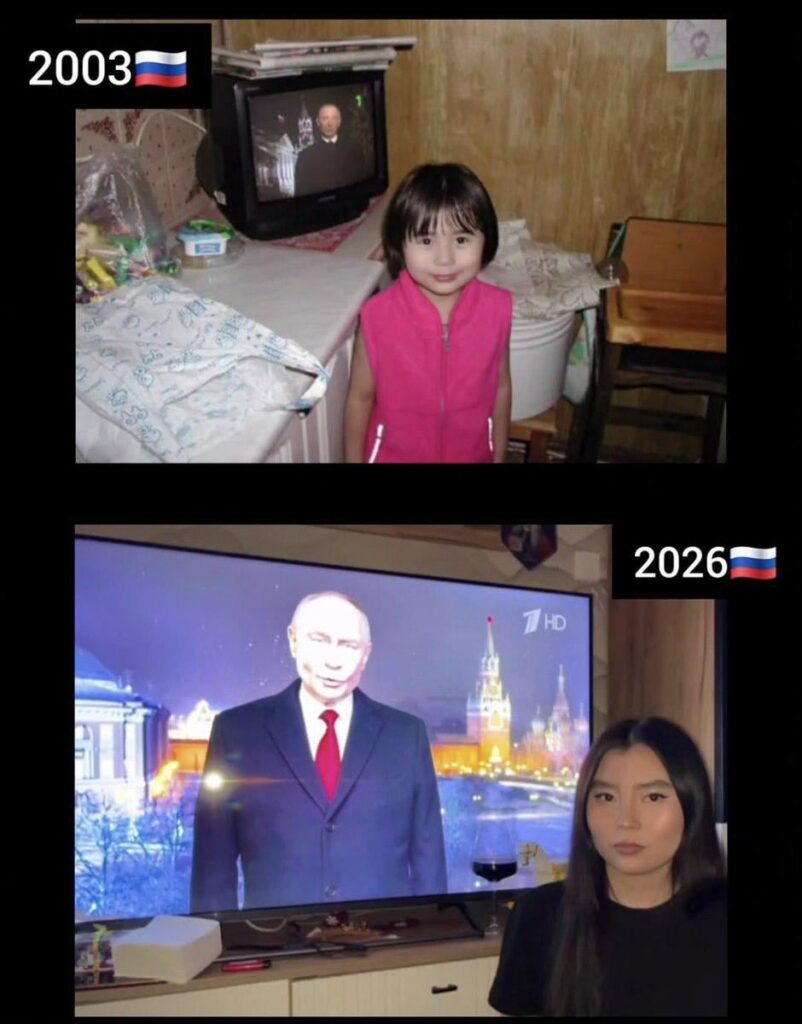 Girl from russia sums up russian political system with 2 pictures. Anyone that becomes even remote opposition is imprisoned or murdered, so one person stays in power indefinitely