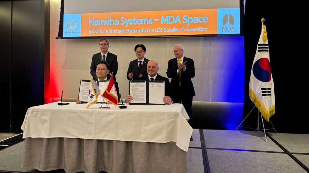 South Korea's Hanwha signs MOU's with MDA Space and Telesat