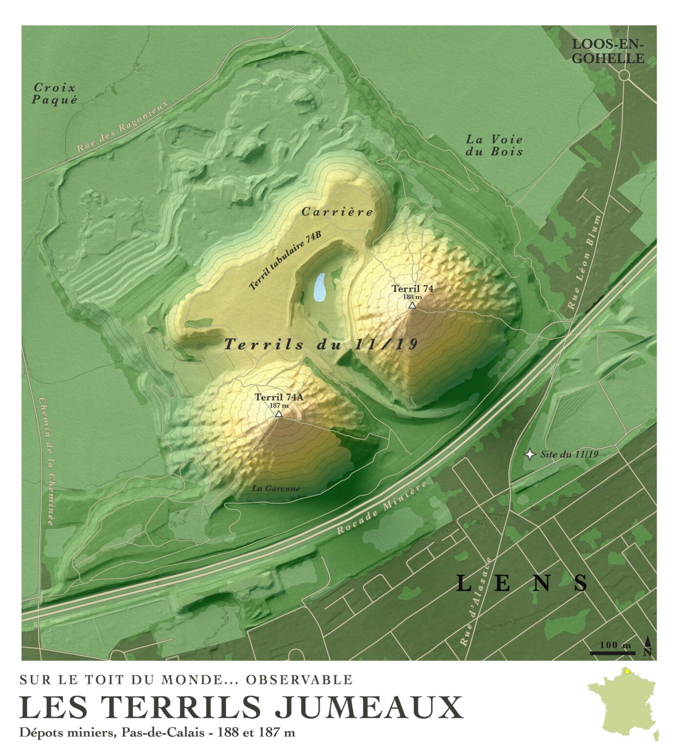 On the Roof of the World (near you): the twin slag heaps, Pas-de-Calais [OC]