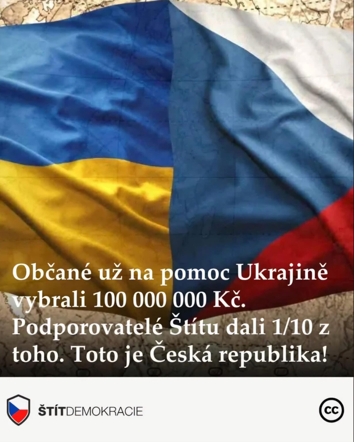 Citizens of Czech Republic collected to this date 100 000 000 Kč/4 890 000 USD as aid for Ukraine.