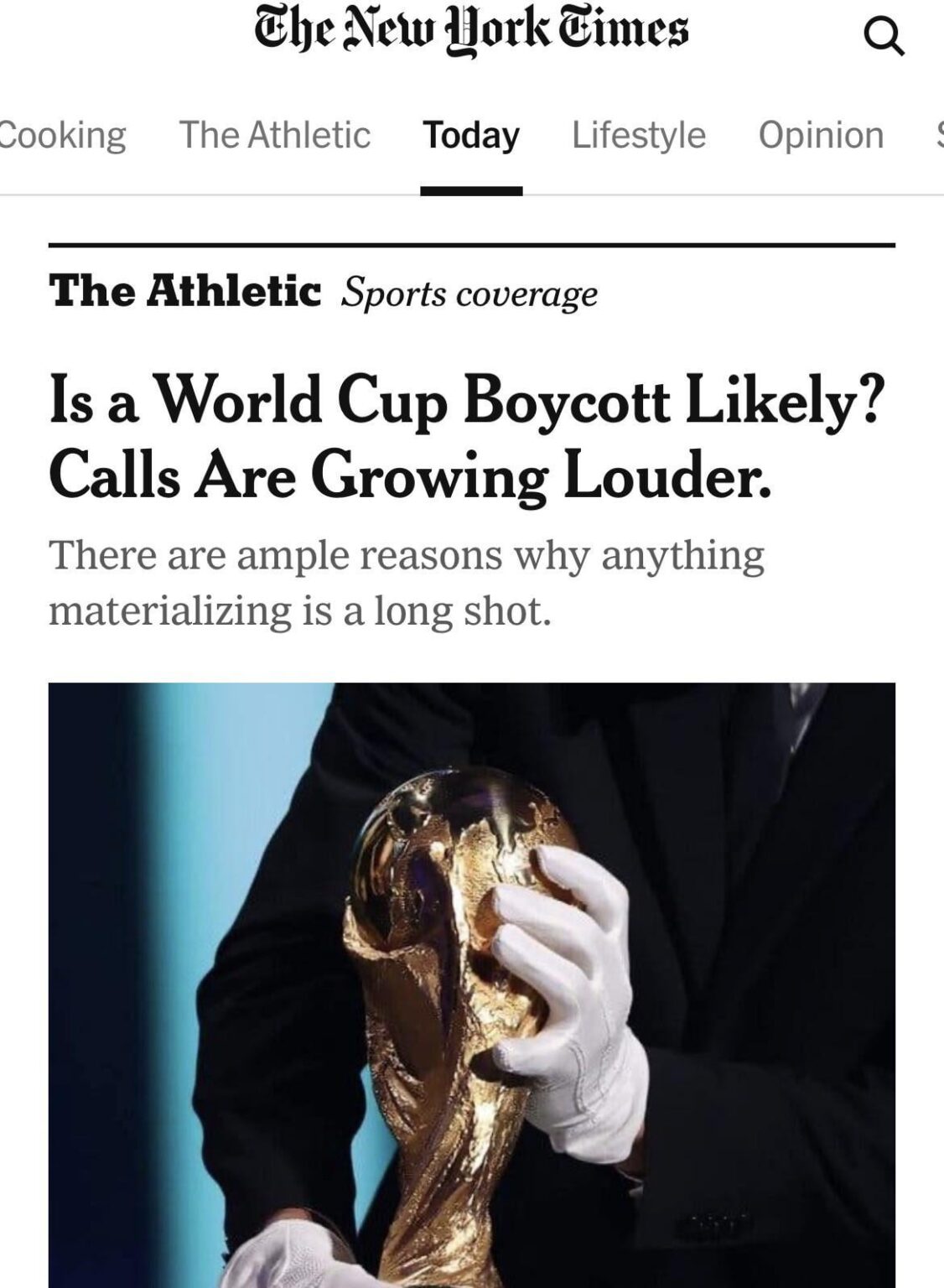 Boycotting the World Cup, that would be a signal. Or not?
