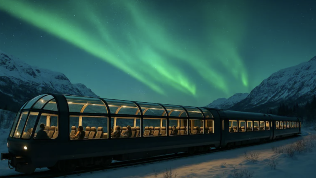 Norway launches world's first panoramic night train to chase Northern Lights -